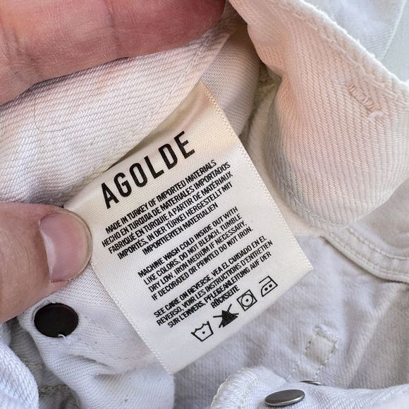 Agolde Womens Size 27 White 90s Pinch Waist in Drum Button Fly Straight Leg Jean - Picture 5 of 12